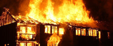 A burning house